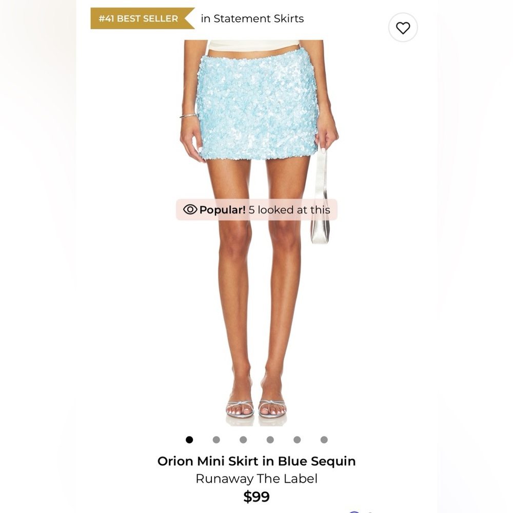 Blue Sequin Mini Skirt - Picture 2 of 6